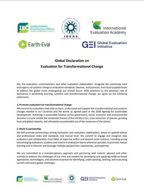 Global Declaration on Evaluation for Transformational Change – Public ...